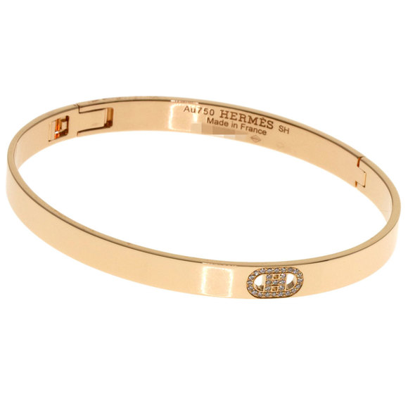 Hermes Hermès H d'Ancre Diamond Bracelet in 18K Pink Gold for Women - Picture 1 of 10